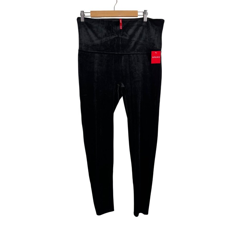 Spanx Plus Size 2X Velvet High-Waisted Leggings Black Soft Stretchy Luxury Feel